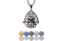 Essential Oil Necklaces for Women Lava Stone Personal Diffuser Teardrop Locket Pendants for Aromatherapy Oils | 24" Extendable Stainless Steel Necklace, Pendant, Beads, Charm, Gift Box by Essenna