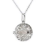 Sier Tree Aromatherapy Perfume Essential Oil Diffuser Necklace Locket With Lava Stone (White)