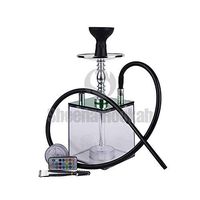 Shisha Hookah Complete Set，Arabian Quartet Acrylic Hookah Set Plastic Hookah，Hookah Party Pub Smoking Set Narghile with 2 Hose, Without Nicotine (Color : A)