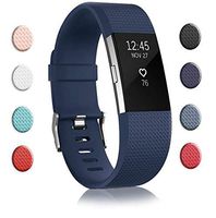 Bands Replacement Compatible for Fitbit Charge 2, Adjustable Wrist Accessories Sport Wristbands for Women&Men (Deep Blue, Large)