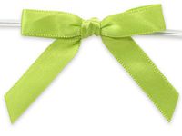 LIME GREEN 2" Pre-Tied Satin Bowswith 4-1/2" Twist Ties~ 3/8" ribbon 20 unit, 12 pack per unit.
