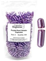 Capsules Express- Size 0 Purple Pearl Empty Gelatin Capsules 500 Count - Kosher and Halal Certified - Gluten-Free Pure Bovine Gelatin Pill Capsule - DIY Powder Filling