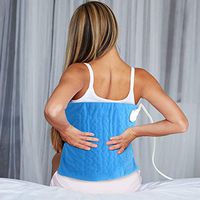 Bluestone Electric Heating Pad with 3 Settings, Auto Shut Off, and Long Detachable Cord-Soft Plush Heat Pack (Blue)