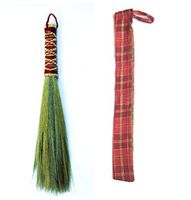 16 inch Tall of Thai Natural Dusting Brushes Kong Grass Bamboo Embroidered Woven Nylon Handle with Nylon Hanger Handmade 100% Eco Friendly Materials Sweeping Dirt and Dust and Hairs at Salon House