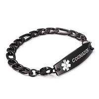 linnalove-Black Figaro Chain lnterchangeable Medical Alert id Bracelets for Men and Women(COUMADIN/7.5")