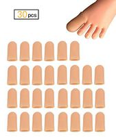30 Pieces Gel Toe Caps, Silicone Toe Protector, Toe Covers for Big Toe, Protect Toe from Rubbing, Ingrown Toenails, Corns, Blisters, Hammer Toes and Other Painful Toe Problems (Large,Beige)