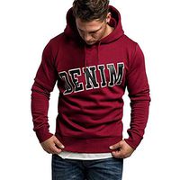 LATINDAY ◆ Men's Gym Workout Bodybuilding Long Sleeve Casual Hoodie Sweatshirts Letter Printed Training Sports Pullover Wine
