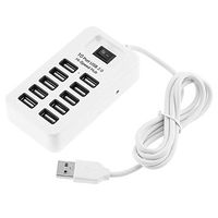 Yohii Super Speed 10 Port USB 2.0 USB Port Extender with Switch 1M/3.3Ft Long (10Port White)