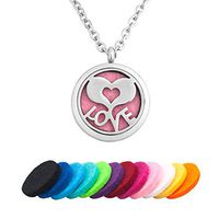 CLY Jewelry Aromatherapy Essential Oil Diffuser Necklace Stainless Steel Pendant Double Heart with Love Live Laugh Love with Refill Pads