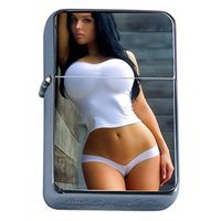 Australian Pin Up Girl Flip Top Oil Lighter S10 Smoking Cigarette Smoker Includes Silver Case