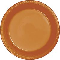 Club Pack of 240 Pumpkin Spice Disposable Plastic Party Banquet Plates 10.25"
