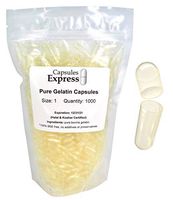 Capsules Express- Size 1 Clear Empty Gelatin Capsules 1000 Count - Kosher and Halal Certified - Gluten-Free Pure Bovine Gelatin Pill Capsule - DIY Powder Filling