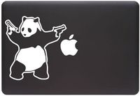 Yadda-Yadda Design Co. Shooting Panda - White - (5.75" w x 6" h) Vinyl Decal Sticker MacBook Panda Guns