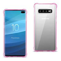 Reiko Samsung Galaxy S10 Plus Clear Bumper Case with Air Cushion Protection (Clear Hot Pink)