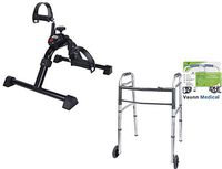 Vaunn Medical Mobility Assistance Bundle - Electronic Pedal Exerciser and Folding Walker