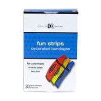 Dr Fun Strips Latex Free Decorated Bandages Crayon Shapes 30 Count - 6 Pack
