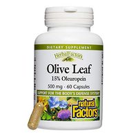 HerbalFactors by Natural Factors, Olive Leaf 500 mg, Supports the Body's Natural Defense Systems, 60 capsules (60 servings)