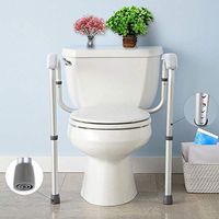 Stand Alone Toilet Safety Grab Rail Frame，Toilet Rail- with Adjustable Height for Toilet Assist,Toilet Safety Handrail Grab Bar for Elderly, Handicap and Disabled 374.8lbs Weight Capacity