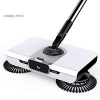 ZJH Sweeper Pusher, Broom Dustpan Set Combination Self-Cleaning with Dust Pan Teeth, Ideal for Home, Kitchen and Office Use,White