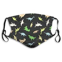 PSelover DIY Breathable Warm Mask, Teenager Dino Pattern Cute Cartoon Hand Drawn Reusable Dust Mask with Activated Carbon Filter Adjustable Earloop