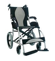 Karman Ergo S-2501F16SS-TP Lite Ultra Lightweight Ergonomic Transport Wheelchair with Companion Hill Brakes in Silver, 16" Seat Width, Fixed Wheel & Free Wheelchair Seatbelt!