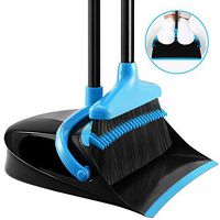 Homemaxs Broom and Dustpan Set, [Newest 2020] Long Handle Broom with Dustpan, Upright Dustpan with Upgrade Combo for Thorough Sweeping, Good Grip Dustpan and Lobby Broom for Pet Hair