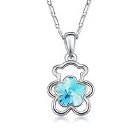 NEW Women Blue Star Crystal Rhinestone Bear Silver Chain Pendant Necklace Hot пјЃпјЃ Prom Woman Cute Stylish For gift Cheap Jewerly Fashionable Beads