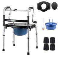 Multipurpose Walking Aids Medical Care Elderly Walker with Soft Board and Toilet Chair for Seniors, Handicap, Fracture Disabled, Max 180 Kg