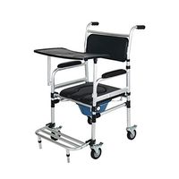 FSS wheelchair Rolling Shower Commode Chair,with Locking Wheels, Wheeled Combo,Commode Chair for Bedside,with Detachable Dining Table, with Padded Seat