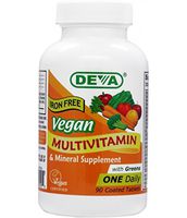 Deva Vegan Multivitamin and Mineral Supplement with Iron Free -- 90 Tablets