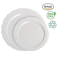 Party Joy 'I Can't Believe its Plastic' Royal White Plastic Plate Set