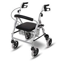 GGYDD Foldable Rollator Walker with Four Wheels,Lightweight Aluminum Rolling Walker Adjustable Height Rollator Pu Padded Seat-a 59x67x94cm(23x26x37)