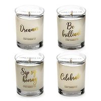 LUNA CANDLE CO. Lavender, Peach Bellini, Lemon and Vanilla Scented Jar Candle Gift (Set of 4) Soy Wax, 11oz. Glass, Up to 110 Hours of Burn Time, Congratulations, Party, Made in The USA- You Did It