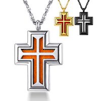 Supcare Cross Necklace,Aromatherapy Essential Oil Diffuser Pendant,Aroma Religious Christian Necklace Jewelry for Men/Women with 8 Refill Pads