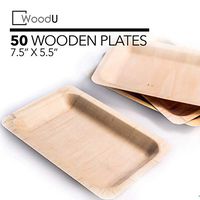 Disposable Plates All Natural Biodegradable Birch Wood for Parties, Events (7.5” x 5.5” Salad/Dessert Plate)