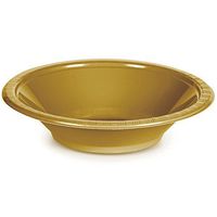 Club Pack of 240 Glittering Gold Disposable Plastic Party Bowls 12oz