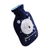 Fan-Ling Cute Cartoon Explosion-Proof,Multi-Function Thermos,Hand Warmer,Water Injection Hot Water Bottle,Large Portable Water Hot Water Bottle,Removable Washable Plush Cloth Cover (Blue)