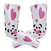 LEVEIS Red White Love Panda Sports Compression Arm Sleeves for Baseball, Basketball, Football, Cycling, Golf 1 Pair 2 Sleeves