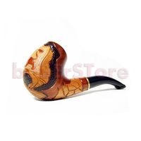 NEW Tobacco Smoking Pipe "LION 3" Pear Root Wood Pipe, Hand Carved + POUCH GIFT !!!