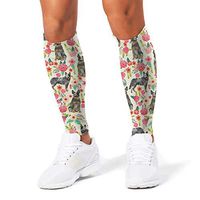 NXJDHLuui Men and Women Cute Cattle Dog and Colorful Flower Leg Compression Socks for Varicose Vein & Calf Pain Relief Increase Blood Circulation