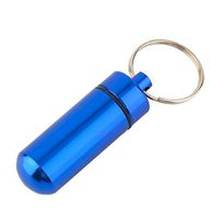 MagiDeal Outdoor Aluminum Alloy Water-proof Air-tight Pill Fob Pill Case Box Holder Container with Key Chain