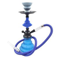11' Single Hose Matte Tree Stem Hookah Shisha Bong - Blue w/Hose & Tongs