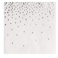 Silver Cocktail Napkins - 100-Pack Disposable Napkins with Silver Foil Polka Dot Confetti, 3-Ply, Wedding Party Supplies, Folded 5 x 5 Inches