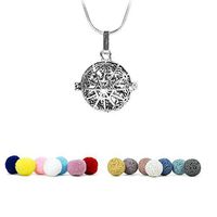 KroO Aromatherapy Essential Oil Diffuser Necklace, 24" Sterling Silver Necklace, 7 Lava Stone and Cotton Balls | Snowball