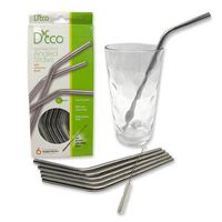 Stainless Steel Drinking Straws, Set of 6, Free Cleaning Brush Included