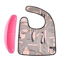 LoveinDIY Adult Bib Clothing Eating Mealtime Protector Apron withDetachable Pocket - Pink