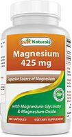 Best Naturals Magnesium 425 mg 180 Veggie Capsules - High Absorption Magnesium Glycinate & Magnesium Oxide Chelated, Non-GMO, Gluten Free Muscle Relax
