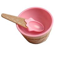Honghong 1PC Ice Cream Bowls with Spoon Ice Cream Cup Bowl for Kids Gifts Dessert Container (Pink)