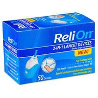 Relion 2-in-1 Lancet Device 25 Gauge 1.8mm for Normal Skin 50 Count