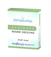 Simpurity Calcium Alginate Wound Dressing, 2" x 2", Box of 10